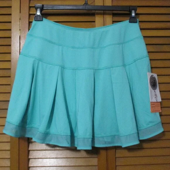Gottex skort NEW aqua blue pull on & stretchy, pleated skirt size L - Picture 7 of 7